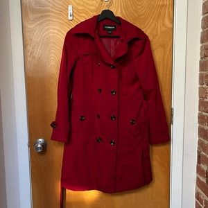 Red Liz Claiborne Water Resistant Trench Coat size Small